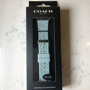 BNIB COACH watch strap for Apple Watch, soft blue.